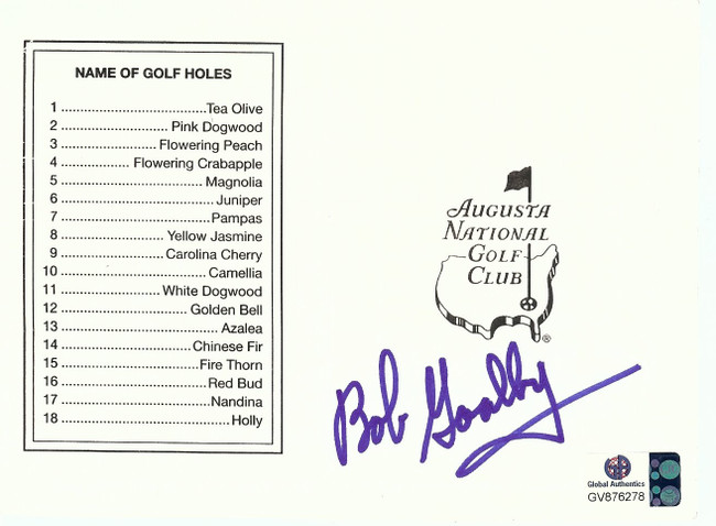 Bob Goalby Signed Autographed Masters Augusta National Score Card 1968 GV876278