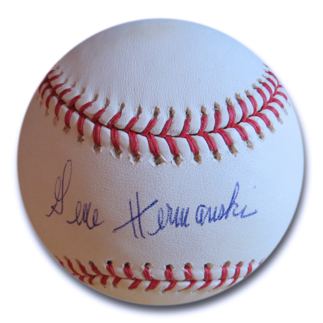 Gene Hermanski Signed Autographed MLB Baseball Brooklyn Dodgers Cubs w/COA