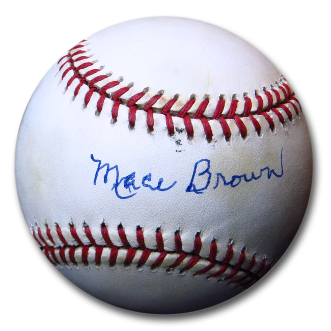Mace Brown Autographed Official NL Baseball Brooklyn Dodgers Beckett B36117