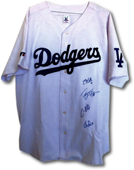 Barnes Frias Peraza Hernandez Autographed Jersey Dodgers White Jersey HOF COA