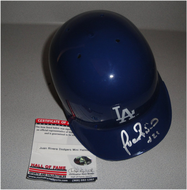 Juan Rivera Hand Signed Auto Mini Helmet Los Angeles Dodgers #21  W/ COA