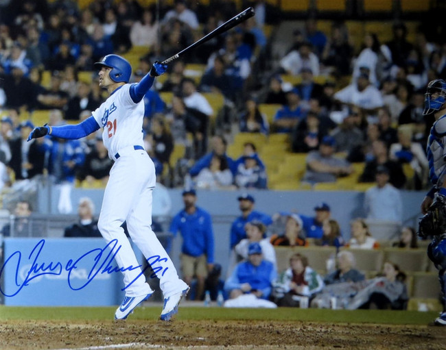 Trayce Thompson Signed Autographed 16X20 Photo LA Dodgers Home Run Pose w/COA