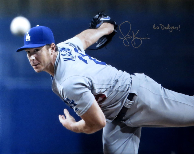 Scott Kazmir Signed Autographed 16X20 Photo Dodgers Silver "Go Dodgers" w/COA