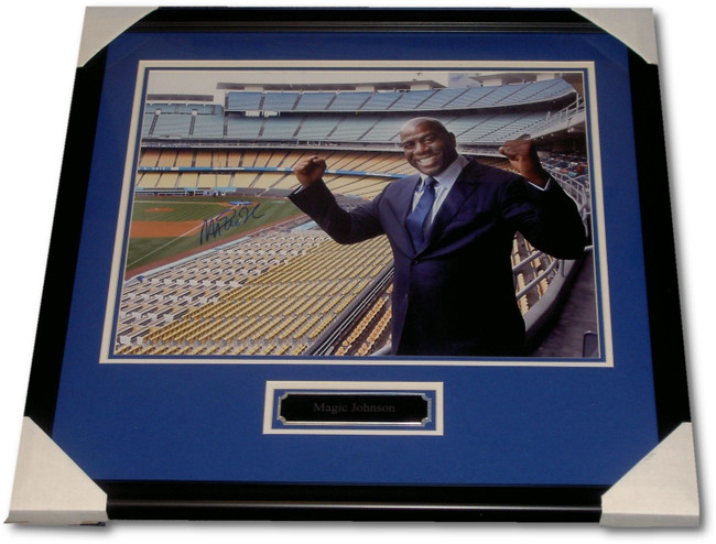 Magic Johnson Hand Signed Autographed 16x20 FRAMED Photo Dodgers Stadium COA