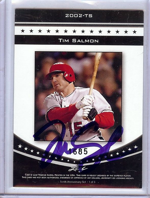 Tim Salmon Signed Autographed Trading Card 2012 Leaf Limited Edition GA