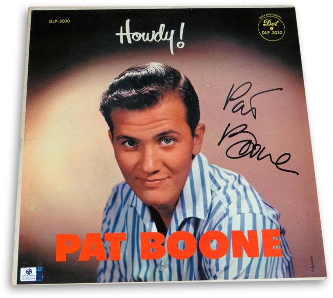 Pat Boone Signed Autographed Album Cover Howdy! Vintage w/Record JSA U07918