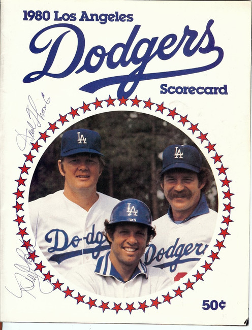 Dusty Baker Derrel Thomas Signed Autographed 1980 Scorecard Magazine Dodgers COA