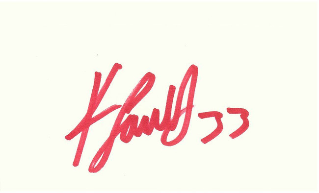 Kevin Faulk Signed Autographed 3X5 Index Card Cut Patriots Red Ink w/COA