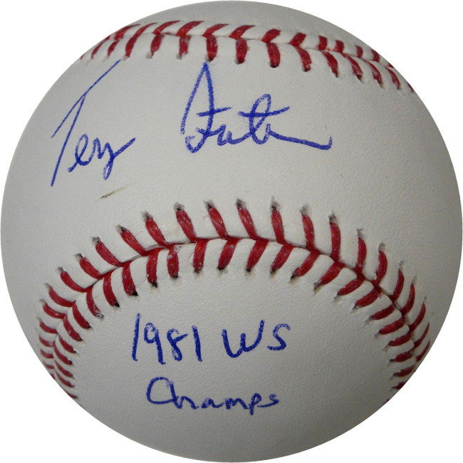 Terry Forster Hand Signed Autographed Major League Baseball 1981 WS Champs Stat
