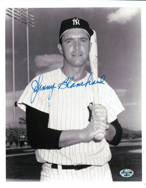 Johnny Blanchard Signed 8X10 Photo Autograph Blue Ink Thin w/Bat Yankees w/COA