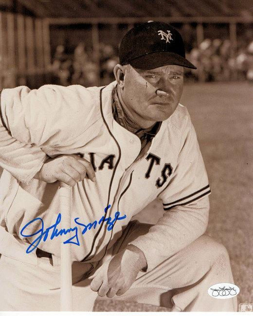 Johnny Mize Signed Autographed 8X10 Photo NY Giants Looking Right Pose w/Bat JSA