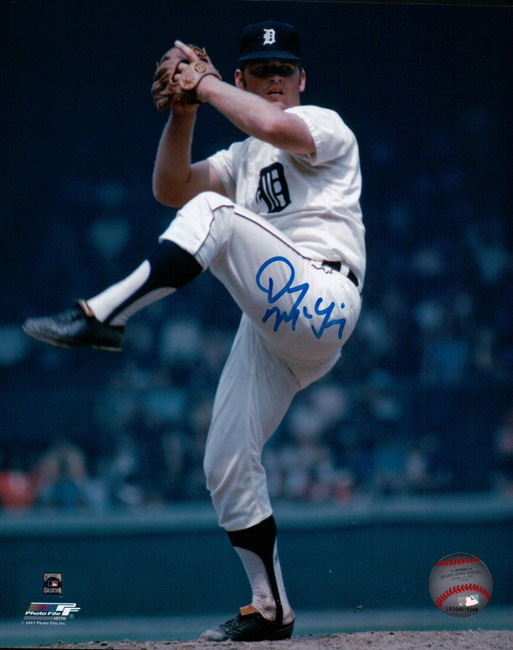 Denny McLain Signed 8X10 Photo Autograph Tigers Color Leg in Air Auto COA