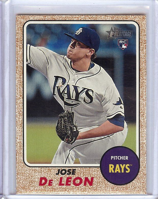 Jose De Leon 2017 Topps Heritage Action RC Rookie SP Variation Rays #642