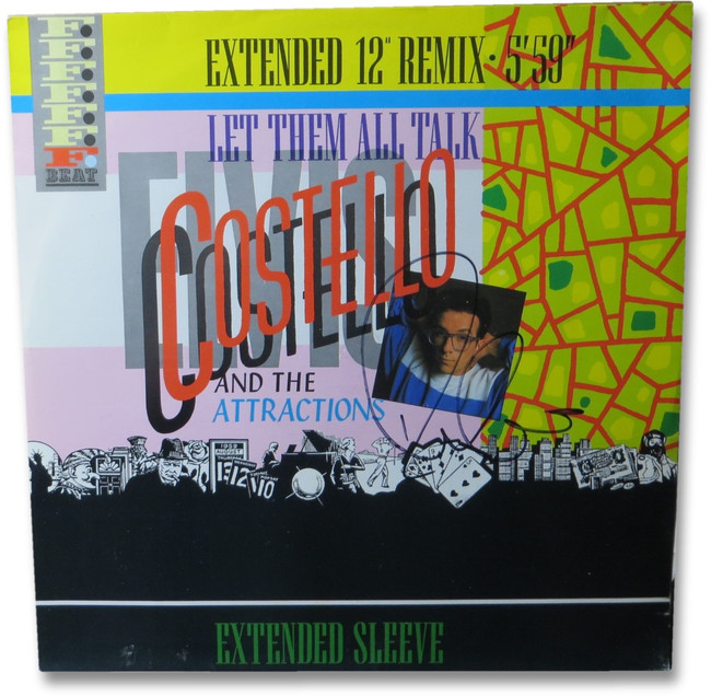 Elvis Costello Autographed Album Cover Attractions Let Them All Talk JSA EE19957