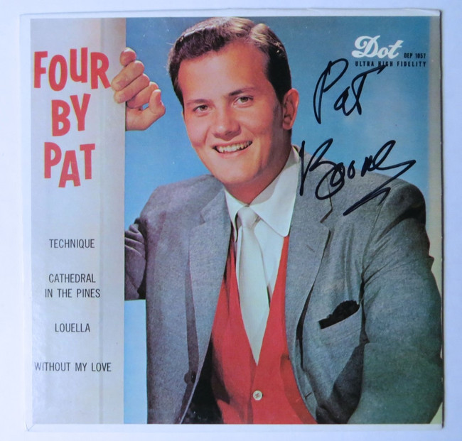 Pat Boone Signed Autographed 45" Record Sleeve Four By Pat JSA EE19988