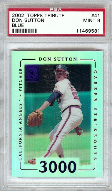 Don Sutton 2002 Topps Tribute Blue Parallel Graded PSA 9 Mint Angels #41 26/66