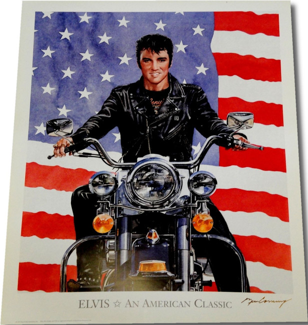Elvis Presley 19x23 Photo Print Riding Motorcycle Amercian Classic Unsigned