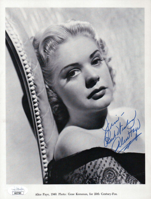 Alice Faye Signed Autographed 7.5X10 Photo Hollywood Actress JSA HH37569