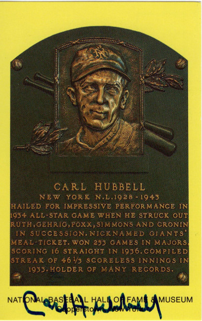 Carl Hubbell Autographed Hall of Fame Postcard San Francisco Giants PSA AH59668