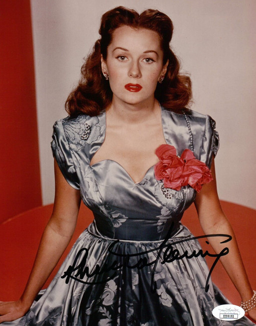 Rhonda Fleming Signed Autographed 8X10 Photo Sexy Silver Dress JSA II35152