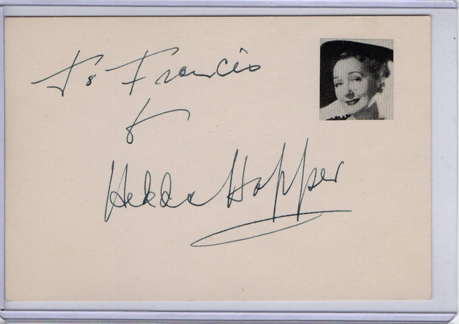 Hedda Hopper Signed Autographed Index Card Cut Signature Actress JSA II59142