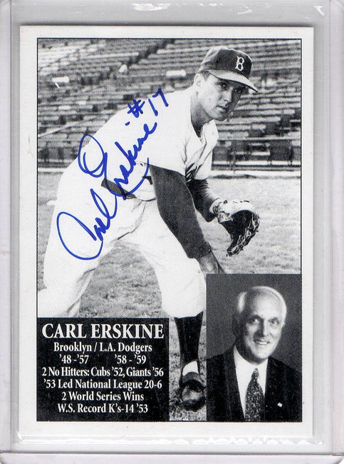 Carl Erskine Signed Autographed Trading Card Star Financial Bank Dodgers GX31349