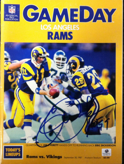Eric Dickerson Hand Signed Autographed Magazine Game Day Rams1987 GA 550214