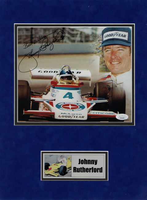 Johnny Rutherford Signed Autograph Matted 8X10 Photo IndyCar Legend JSA JJ41674