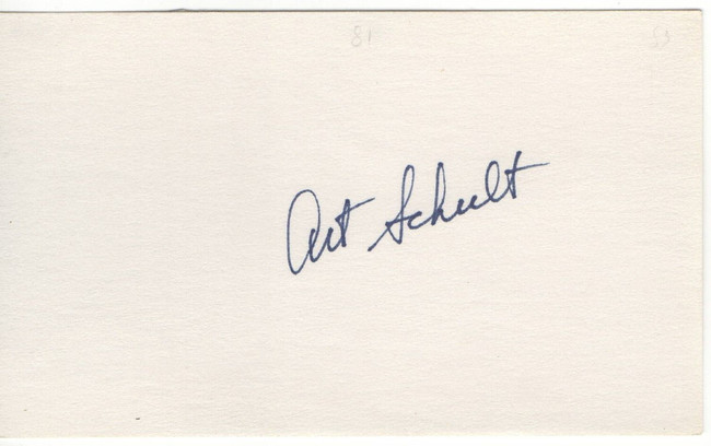 Art Schult  Signed Autographed Index Card New York Yankees JSA JJ44765