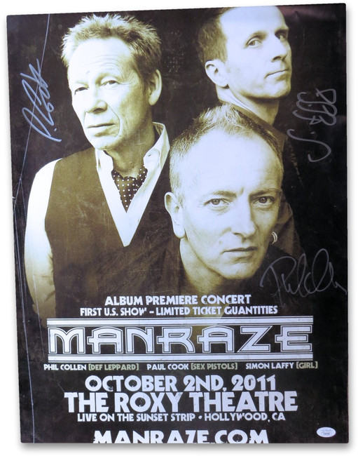 Manraze Band Signed Autographed 18X24 Poster Phil Collen Cook Laffy JSA JJ44782