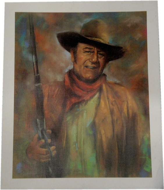 John Wayne 19x23 Unframed Canvas Print The Duke Cowboy Holding Shot Gun