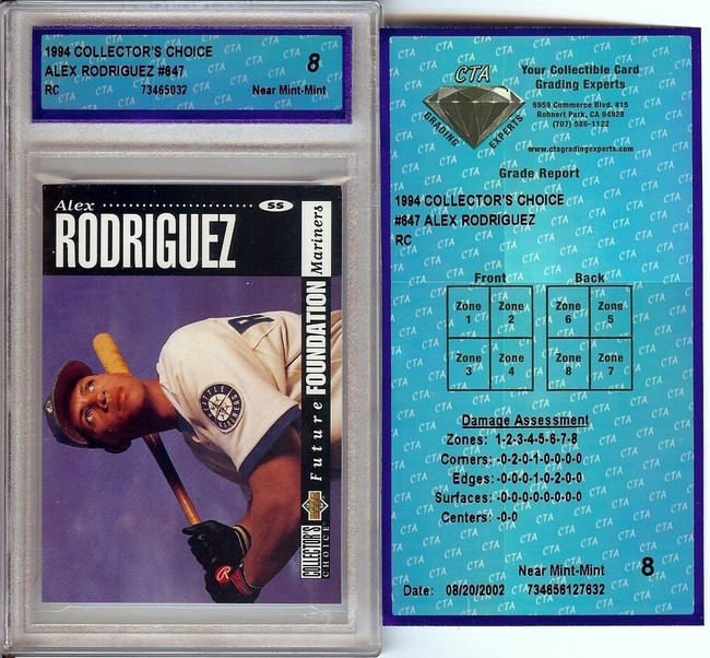 Alex Rodriguez 1994 Collector's Choice RC Rookie Card Graded CTA 8 NM-MT #647