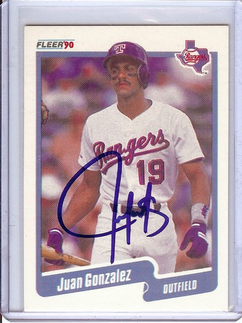 Juan Gonzalez 1990 Fleer Signed RC Rookie Autograph Rangers JSA KK56474 #297