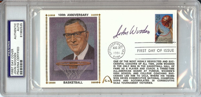 John Wooden Signed Autographed First Day Cover 100th Anniversary UCLA PSA/DNA