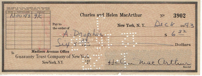 Helen Hayes Signed Autographed Bank Check Legendary Actress 1943 JSA LL48112