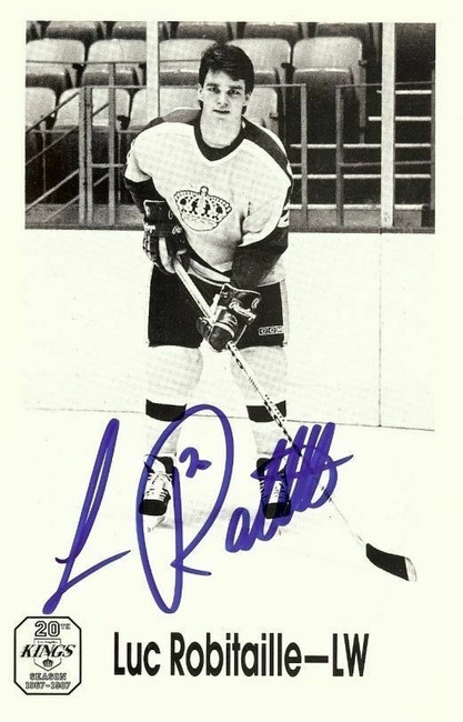 Luc Robitaille Signed Autographed 4X6.25 Photo 1987 Los Angeles Kings w/COA