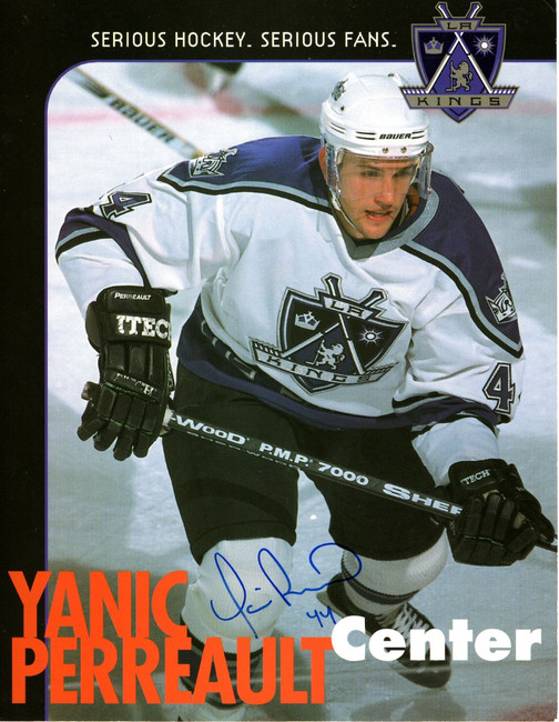 Yanic Perreault Signed Autograph 8.5X11 Photo Card Los Angeles Kings 97-98 w/COA
