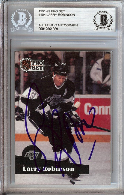 Larry Robinson 1991-92 Pro Set Hand Signed Autograph Beckett Slabbed Kings #104