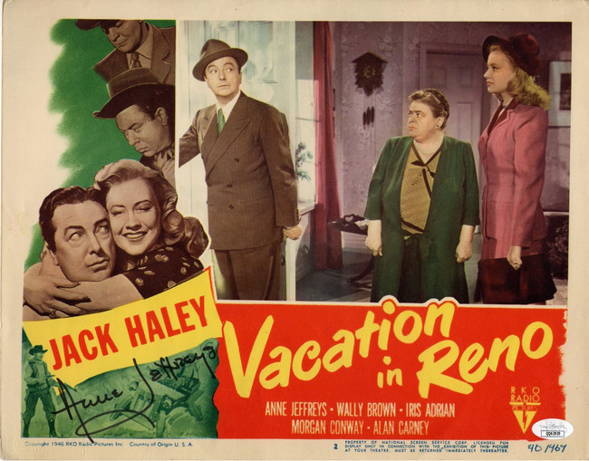 Anne Jeffreys Signed Autographed 11X14 Lobby Card Vacation in Reno JSA QQ62929