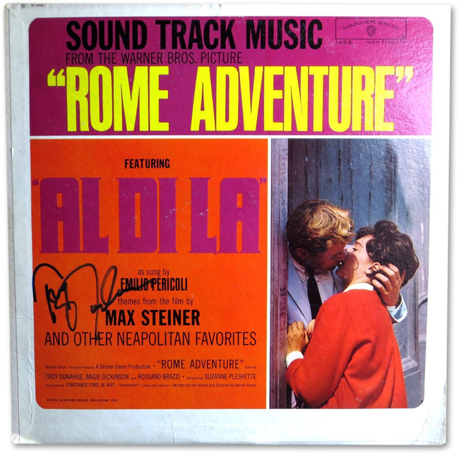 Troy Donahue Signed Autographed Album Cover Rome Adventure BAS BB38605