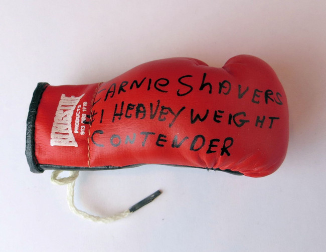 Earnie Shavers Signed Autographed Mini Boxing Glove Inscribed Black Ink GV819121