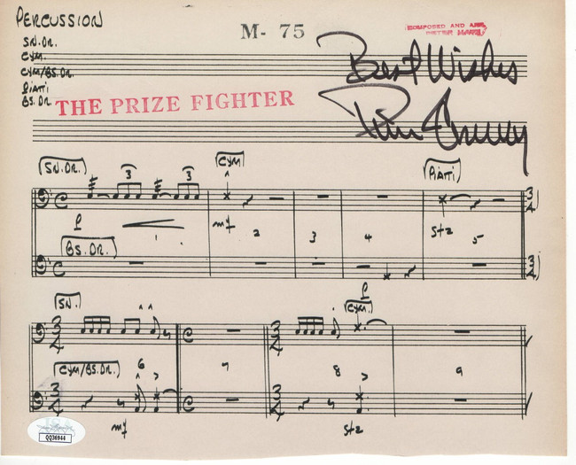 Tim Conway Signed Autographed Music Sheet The Prize Fighter JSA QQ36944