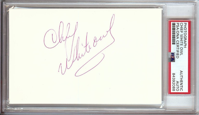 Chief White Owl Signed Autographed Small Photo NWF Wrestler PSA/DNA Slabbed
