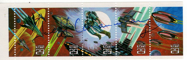 Jeff Conaway Signed Autographed Postage Stamp Strip Babylon 5 BAS BA70377