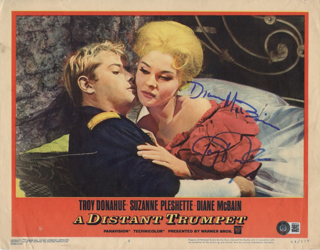 Troy Donahue Diane McBain Signed 11X14 Lobby Card Distant Trumpet BAS BB59679