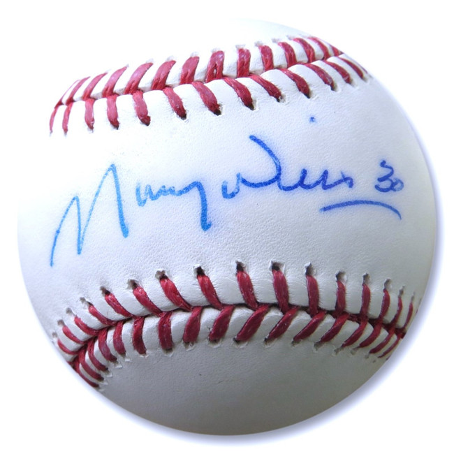Maury Wills Signed Autographed MLB Baseball Los Angeles Dodgers #30 JSA TT40908