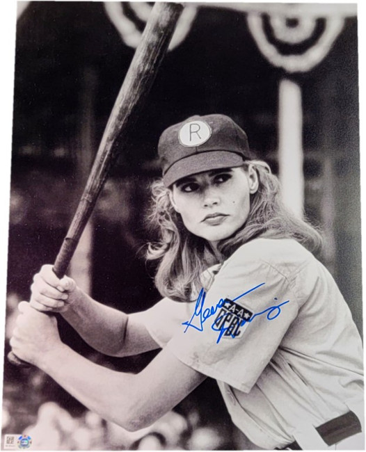 Geena Davis Hand Signed Autographed 11x14 Photo Rockford Peaches #8 MLB Holo