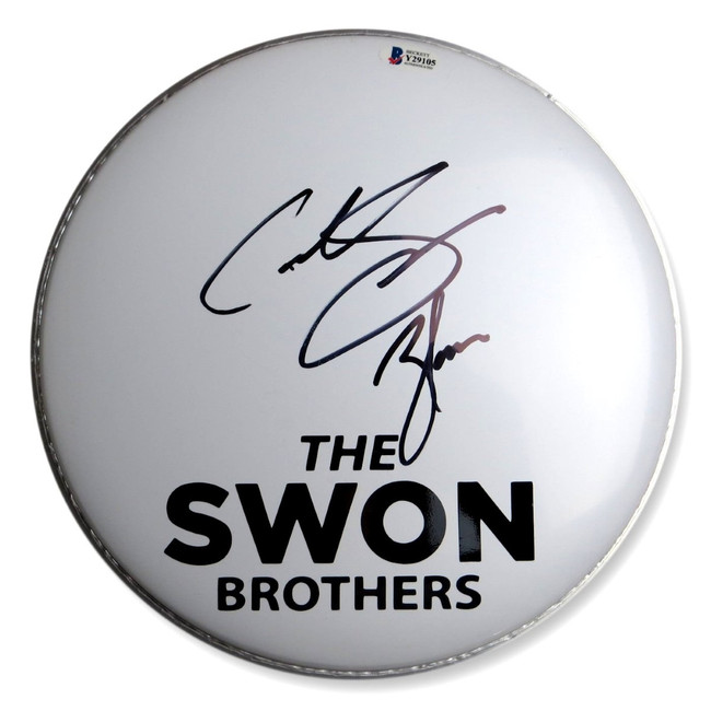 Zach & Colton Swon Signed Autographed 10" Drumhead The Swon Brothers BAS Y29105