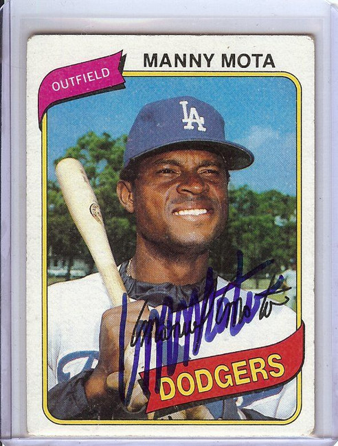 Manny Mota 1980 Topps Hand Signed Autographed Dodgers #193 JSA VV63847