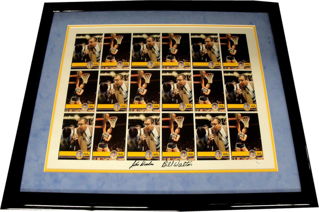 John Wooden Bill Walton Signed 29x34 Photo Uncut Sheet Custom FRAMED UCLA JSA
